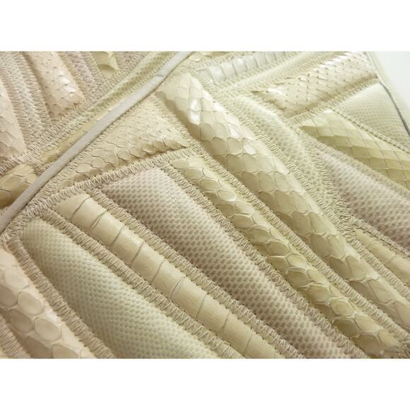 Vintage Womens Clutch Cream Faux Lizard Faux Leather Handbag Purse - Picture 4 of 6